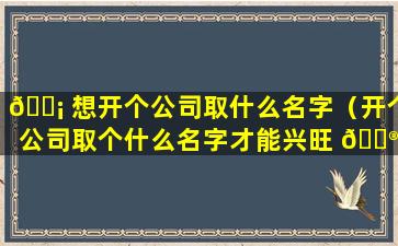 🐡 想开个公司取什么名字（开个公司取个什么名字才能兴旺 💮 呢）